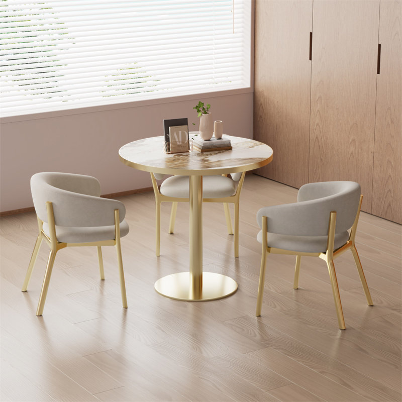 Table bistro ronde et moderne 31,5 pouces avec plateau tulipe et plateau en faux marbre, facile à assembler, structure en métal robuste