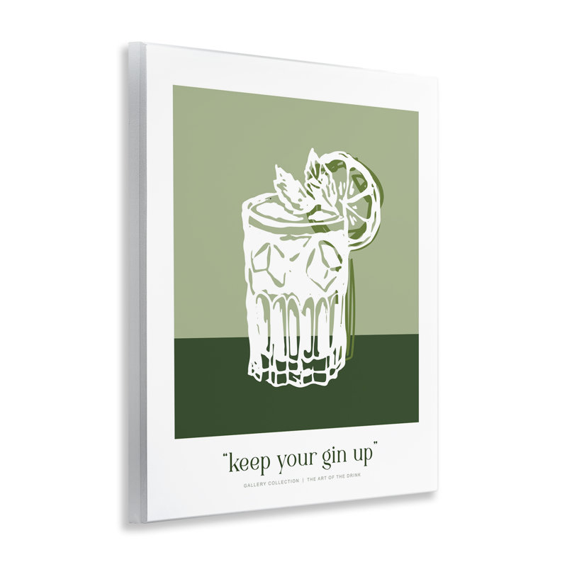 Plaque murale verte «Keep your gin up», par Lettred and Lined