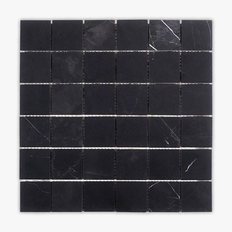 Carreau de mosaïque pour mur et plancher en marbre 12 po x 12 po Nero Marquina
