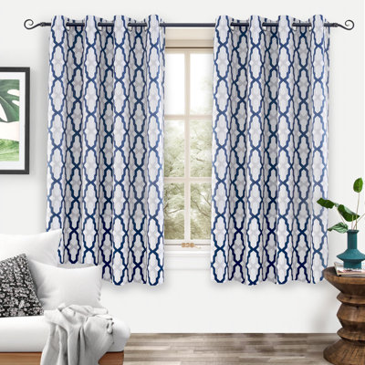 Elfrida Geometric Room Darkening Thermal Grommet Curtain Panels