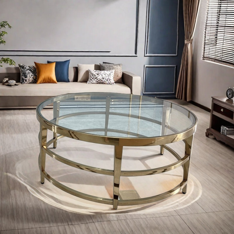 Table basse en acier inoxydable titane lisse