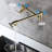 Wall Mount Gold Pot Filler Faucet - Arm For Practical Operations, Double Handles Stable Water Flow, To Corrosion Easy Access With Arm, Controlled Surface-1300654541