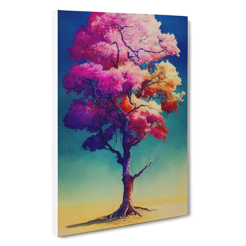Lone Watercolour Tree No.6 - Wrapped Canvas, 50cm H x 35cm W x 3cm D
