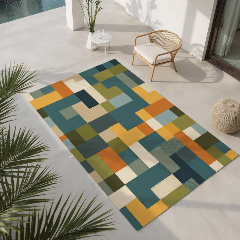 Tapis intérieur et extérieur Mosaic Mosaic, Rectangle 1 pi 6 po x 2 pi 6 po