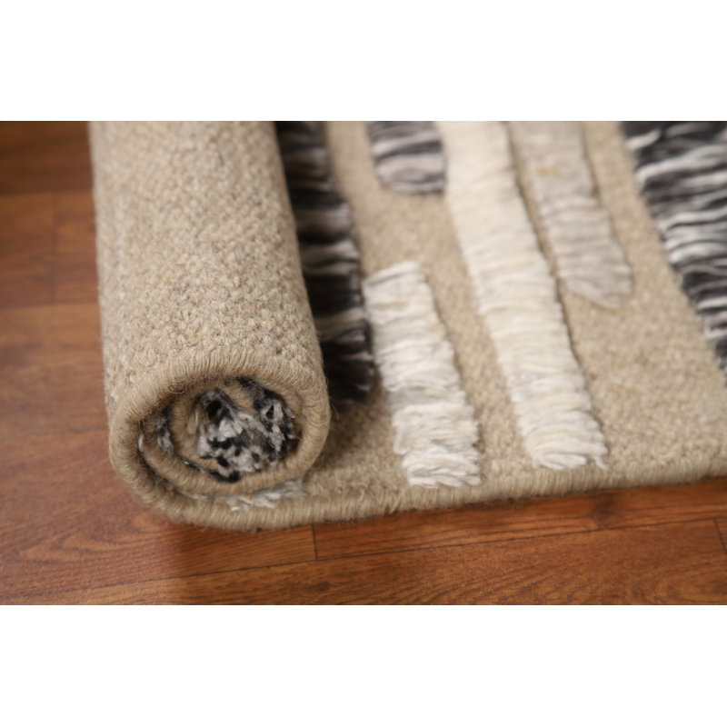 Tapis marocain moderne rayé en laine 2x3