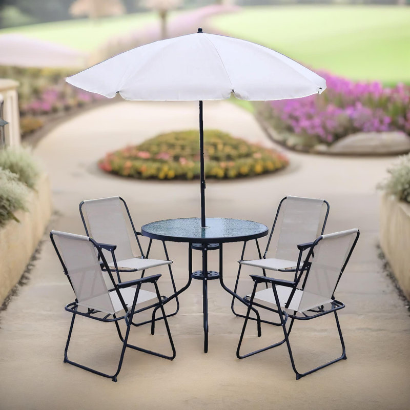 5 - Person 79cm Long Bistro Set With Parasol