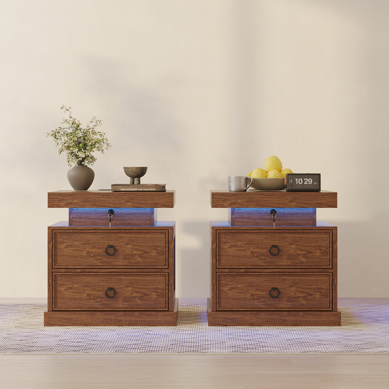 49.8cm W Bedside Table, Brown