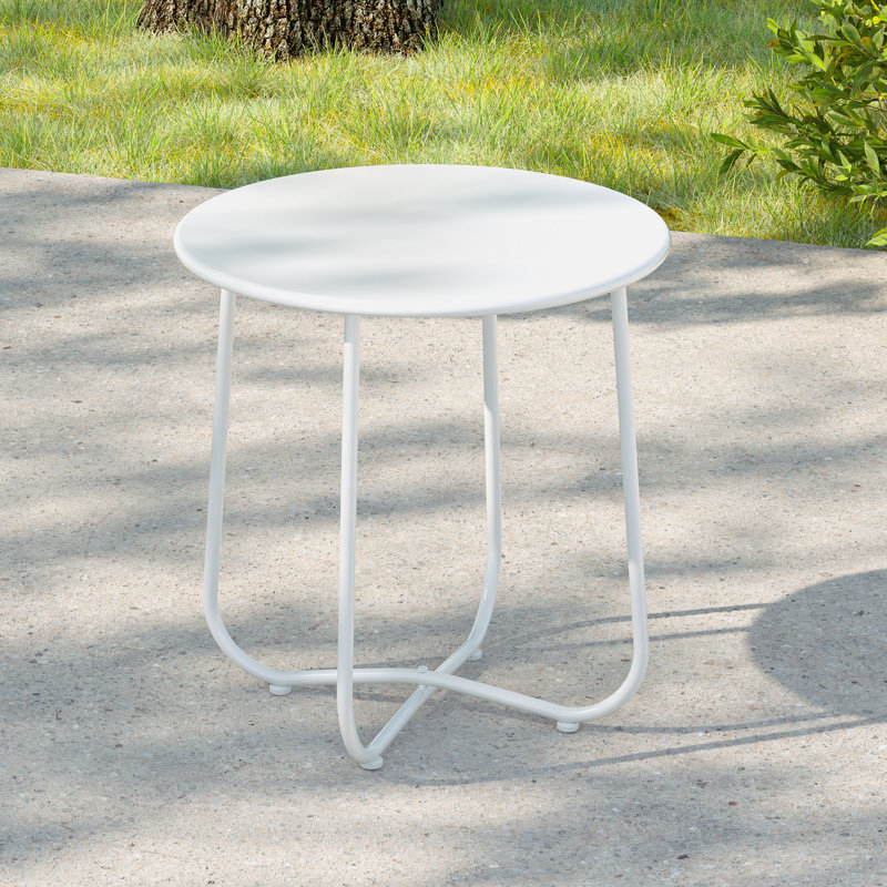 Table de bout en acier Ebern Designs, Blanc, H 18,1 po x L 18,1 po x l 18,1 po