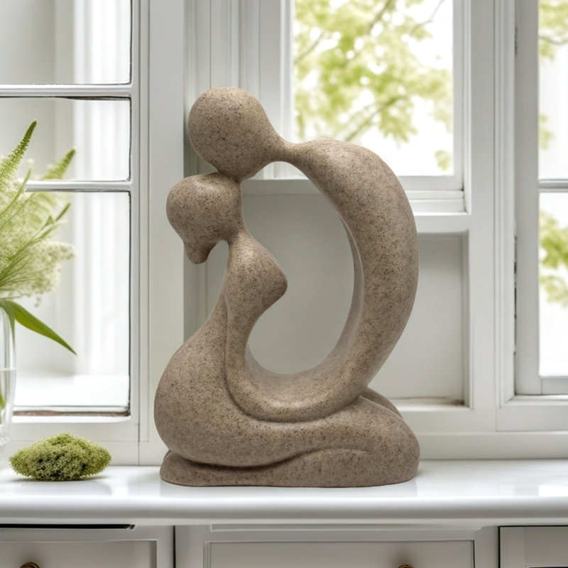 Sculpture moderne moderne avec petit couple, Beige