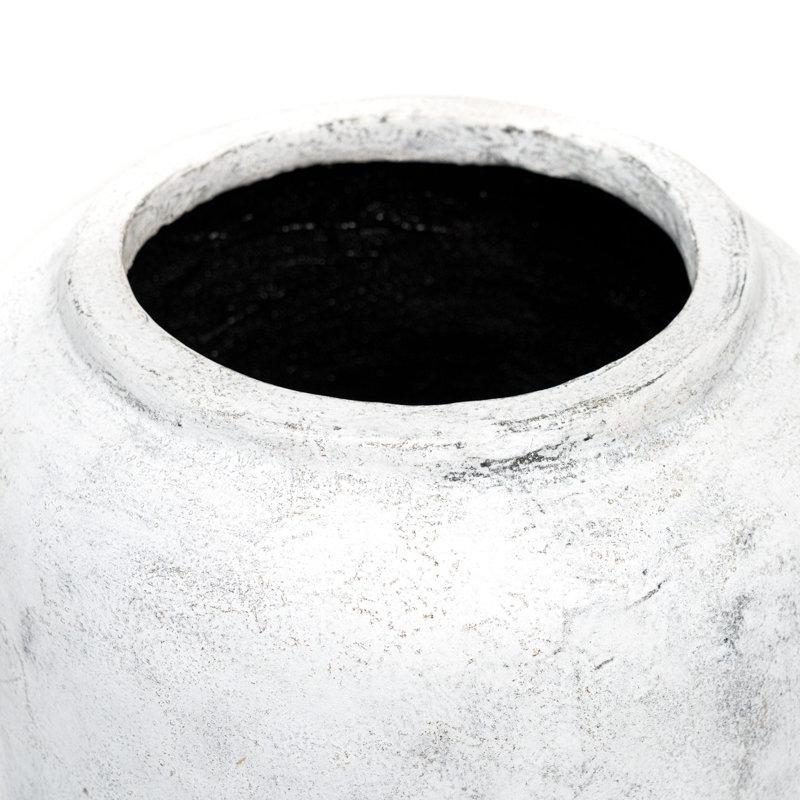 Lily''s Living 27.5"H Antique White Cement Indoor Outdoor Planter, Decorative Plant Pots For All House Plants, Succulents & Flowers
