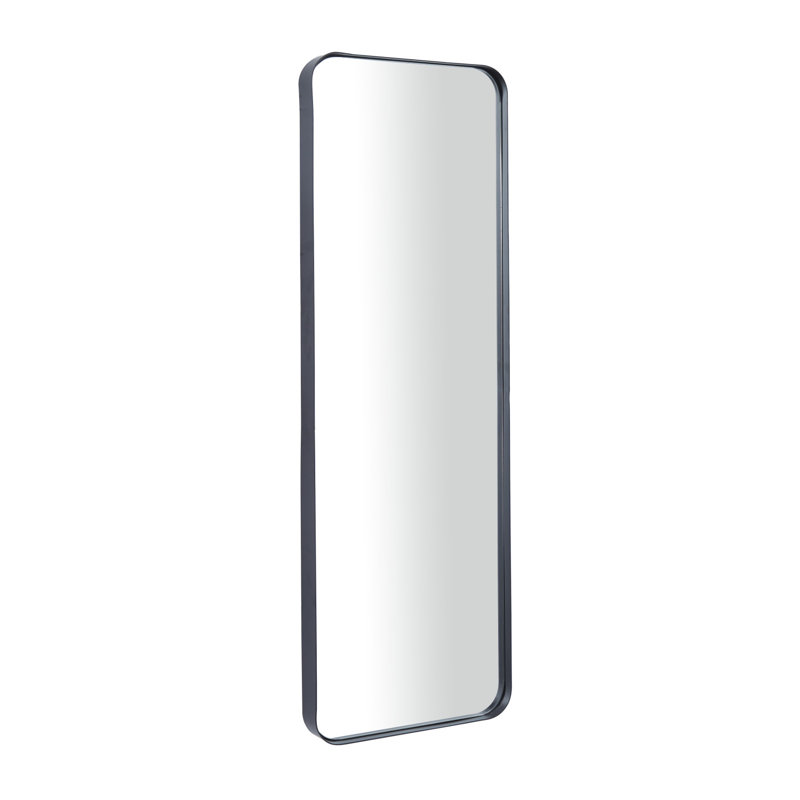 Metal Minimalistic Wall Mirror with Thin Frame, Black, 35.5'' x 12''