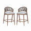 Ensemble de 2 tabourets de comptoir d'extérieur à cadre en aluminium à hauteur d'assise de 26 po avec dossier en PE en rotin-984151251-984151261