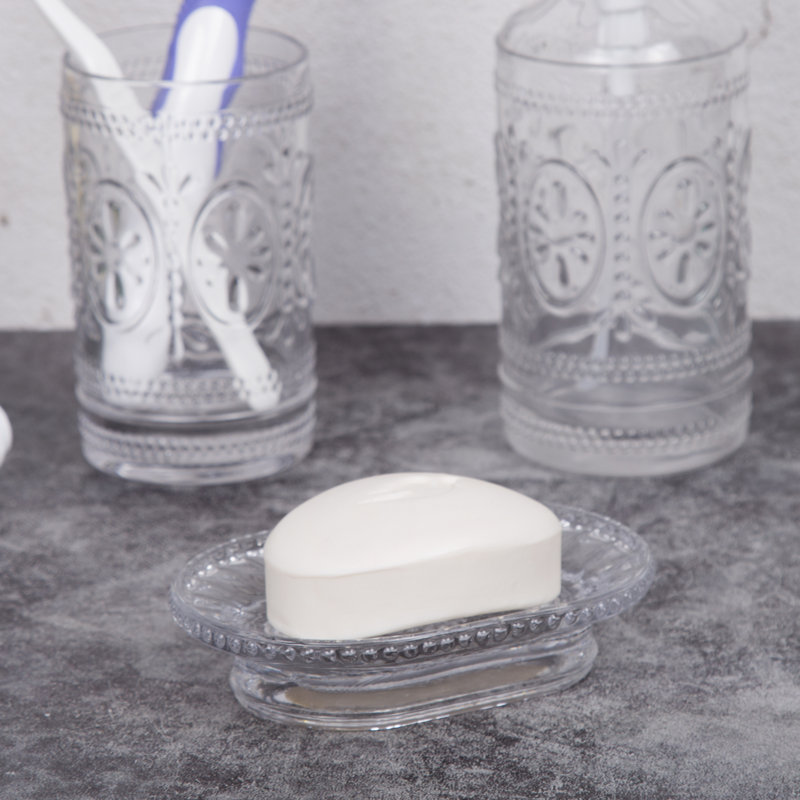 Plat de savon avec barre de verre à volutes à volutes floral Avina