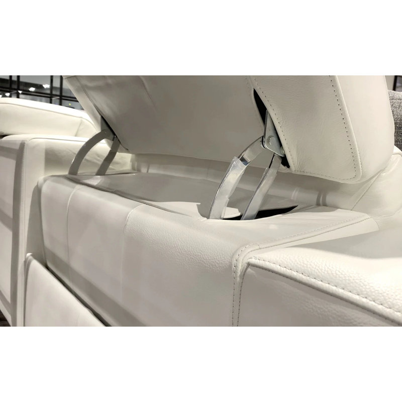 Canapé modulaire inclinable en cuir véritable de 134 po de largeur avec repose-pieds, Face à la gauche