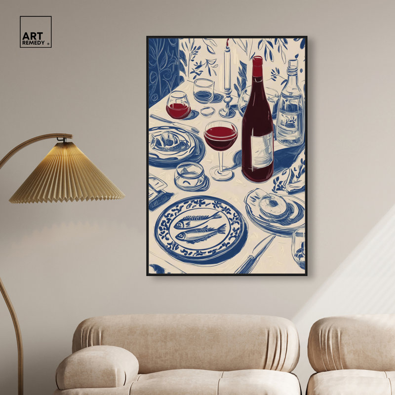 «Dinner I», reproduction d'art sur toile encadrée par Art Remedy, cadre noir, 30 x 45, H 46 po x l 31 po, Cadre noir