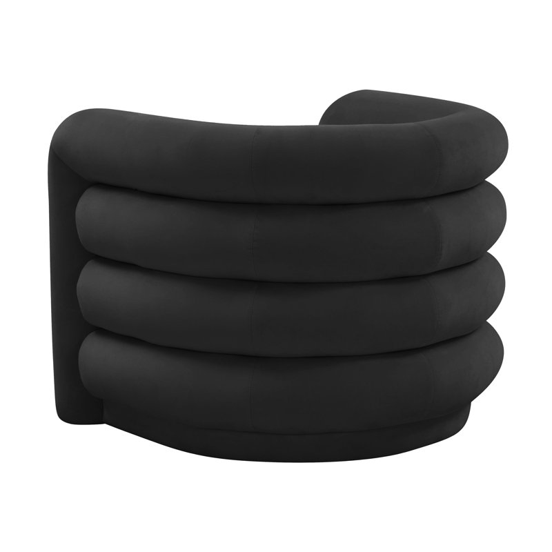Curves Velvet Lounge Chair, Black Velvet
