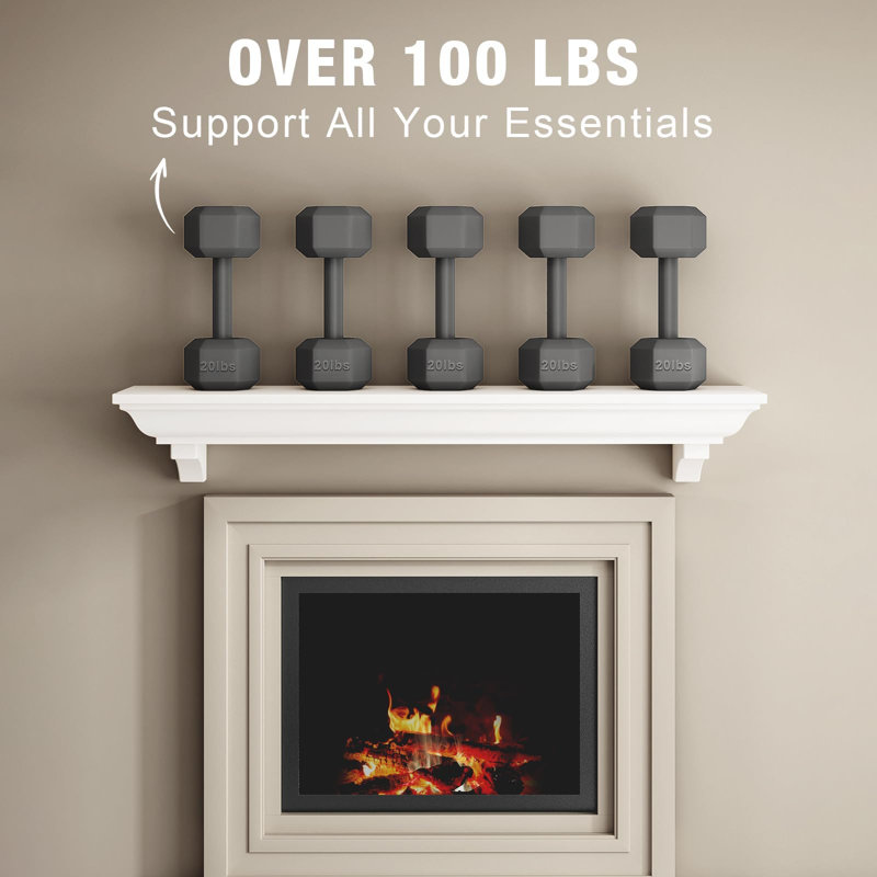Floating Wood Fireplace Mantel Shelf Wall-Mounted Traditional Design, 60 in, White