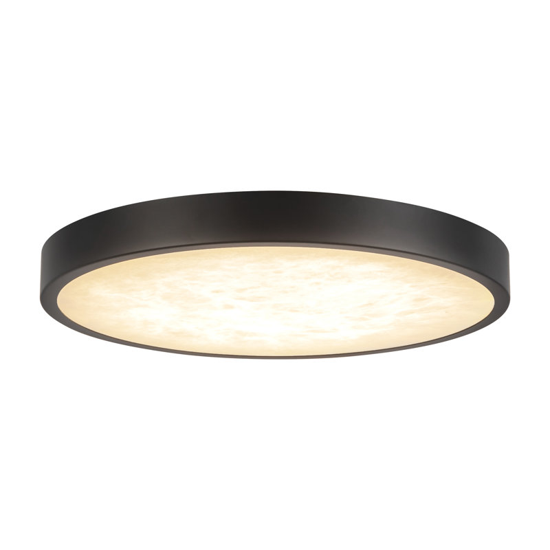 Andenne 9-in Alabaster dimmable LED Flush Mount with Matte Black Finish, Matte Black