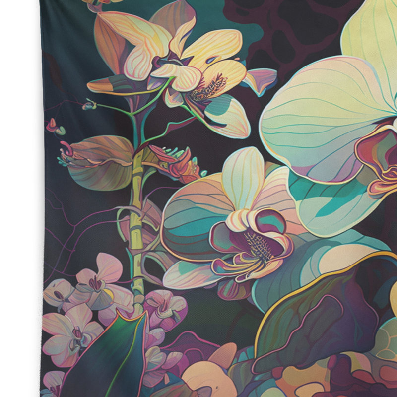 - Tapisserie murale orchidée florale, H 50 po x l 60 po