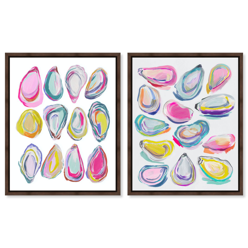 Collection Oyster, ensemble de décorations murales modernes à double reproduction encadrée par Art Remedy, cadre noir, 30 x 36