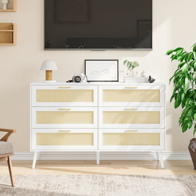 Commode 6 tiroirs Charise, Blanc