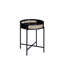 Table de bout ronde avec pieds en métal, table d'appoint avec plateau en bois