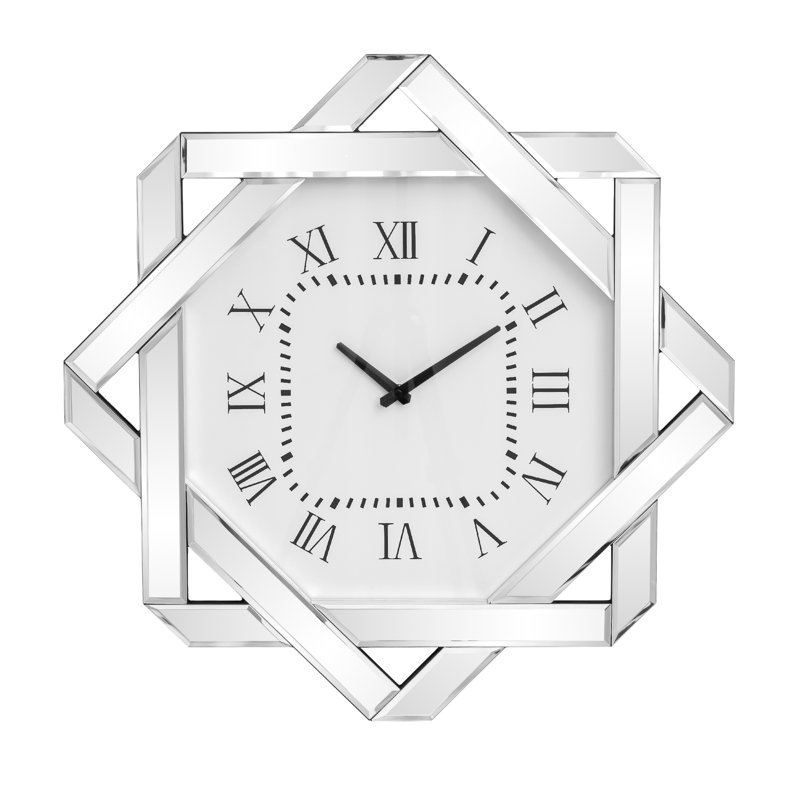 Shyfoy 60x60cm Wall Clock Mirrored Geometric Star Accent Clock
