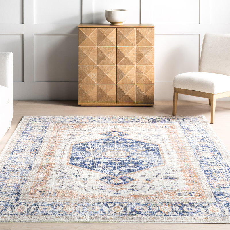 Caramont Florid Dreams Performance Blue Rug, Rectangle 12' x 15'