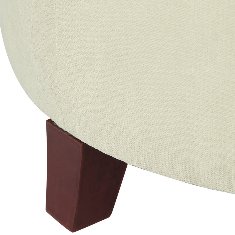 Vella Upholstered Ottoman, Beige Linen