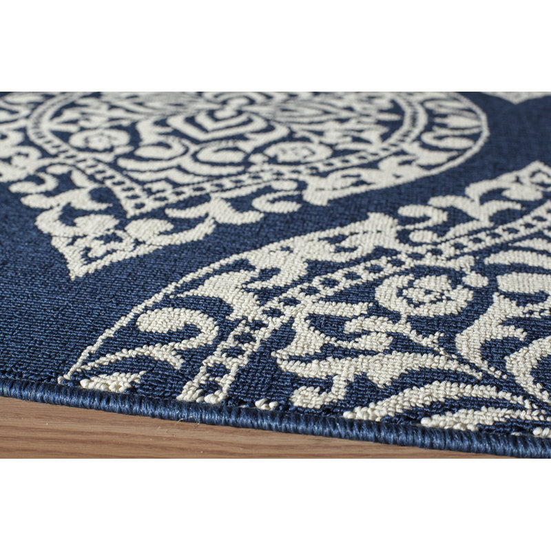 Tapis intérieur / extérieur bleu marine Craine, Rectangle 3 pi 11 po x 5 pi 7 po