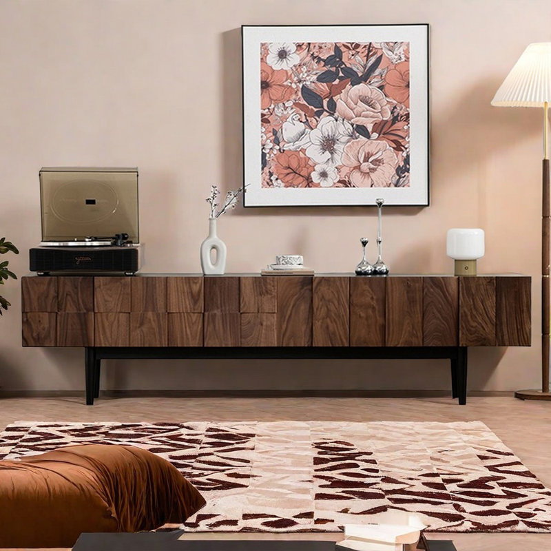 Wabi-sabi simple retro solid wood TV cabinet, 82.67"