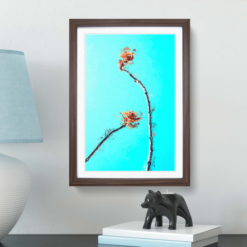 Flowers in Nigeria in Abstract - Picture Frame Painting Print, 91cm H x 60cm W x 2cm D, Walnut