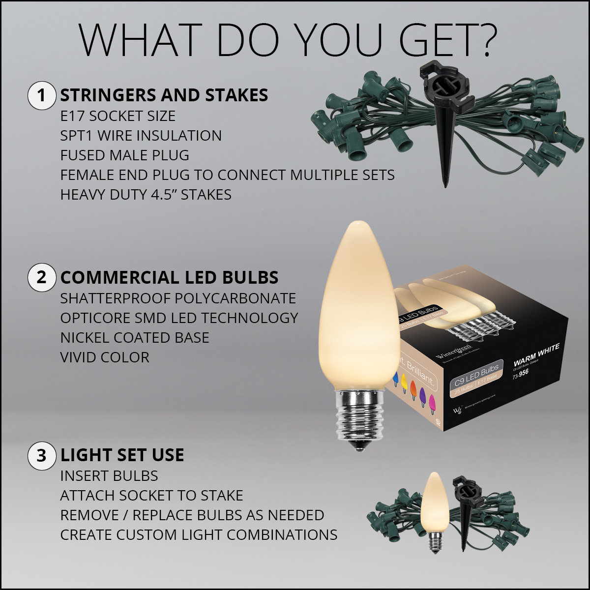 Smooth OptiCore Bulb Pathway Lights, 50 feet