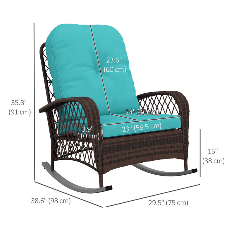 Chaise berçante en osier pour l'extérieur Outsunny, Bleu
