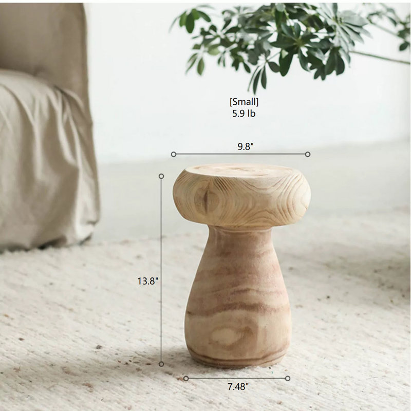 Table d'appoint en bois d'inspiration champignon, H 13,8 po x l 9,8 po x P 9,8 po