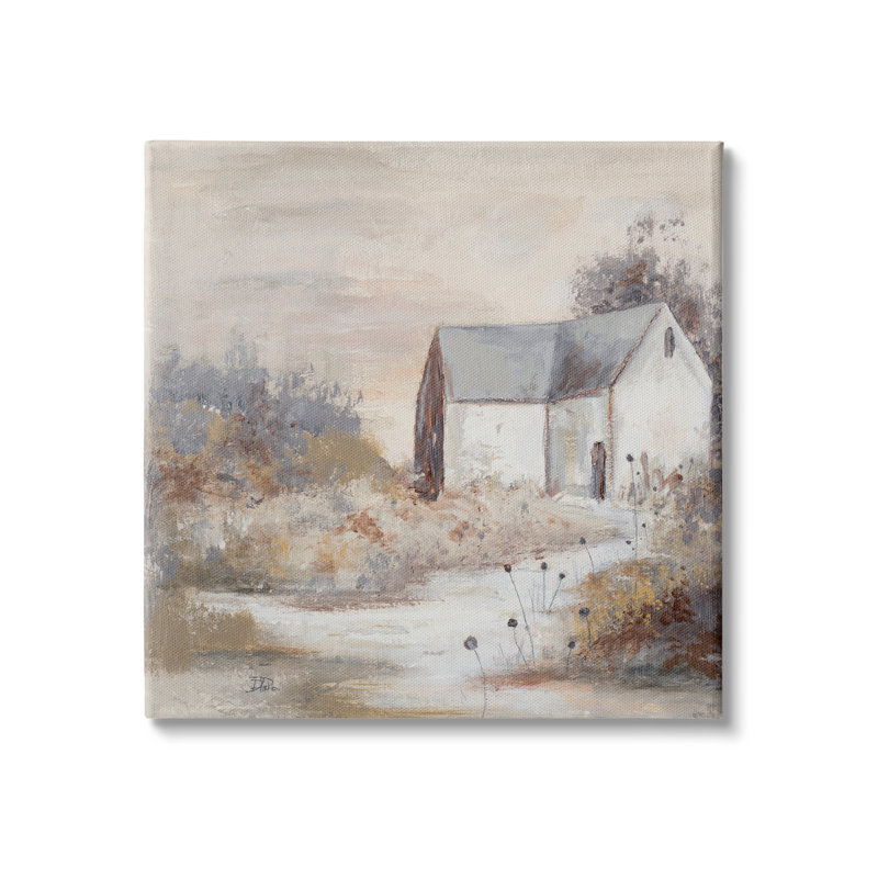 Maison de campagne avec de hautes herbes traditionnelles - Peinture, Toile tendue, H 30 po x l 30 po x P 1,5 po