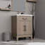 Meuble-lavabo en chêne gris 61 cm (L) x 46 cm (P) avec comptoir en acrylique, robinetterie, miroir de 46 cm et plateau de 61 cm inclus.