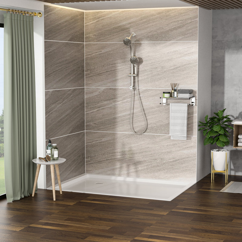 Multi Function Shower - 8 Hand Shower, 4.7" Rain Showerhead, Stainless Steel Hose, Adjustable Holder, Slide Bar, Angle Brushed Nickel Finish Holder