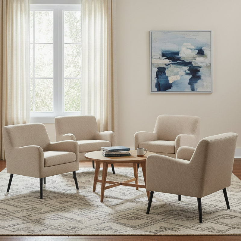 Polyester Upholstered Accent Chair(Set Of 4), Brown