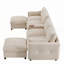 Canapé modulaire de 142 po avec repose-pieds et console mobile, porte-gobelet, siège large, canapé en U 6 places, canapé surdimensionné en chenille avec chargeur USB-1765165616