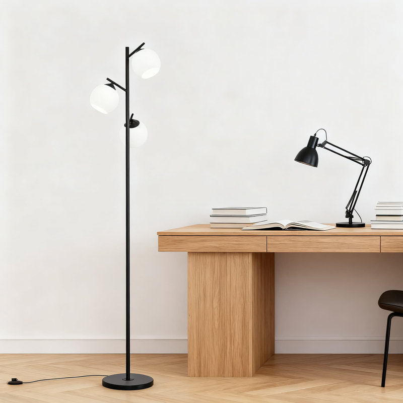 Lampe sur pied avec 4 abat-jours en verre Sputnik