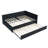 Full Size Upholstered Tufted Daybed with Trundle, Sofa Bed Frame with Comfortable Backrest & Armrests, Black Velvet