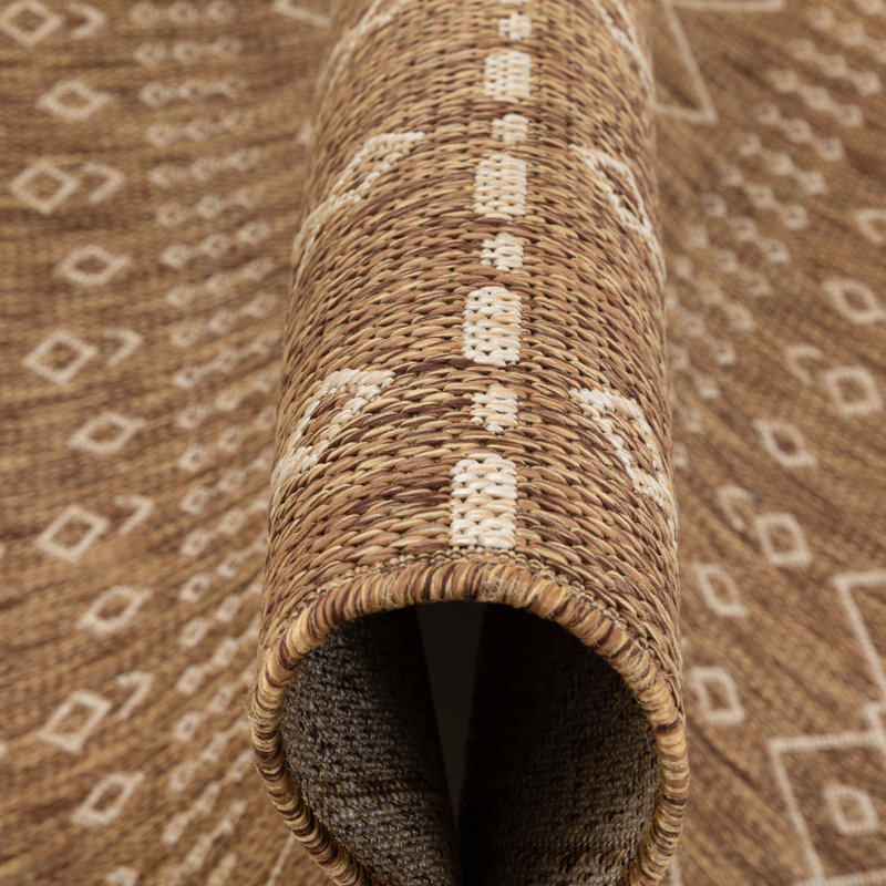 Marshanna Nord Trellis Borwn Indoor/Outdoor Flat-Weave Area Rug, Rectangle 6'7" x 9'3"