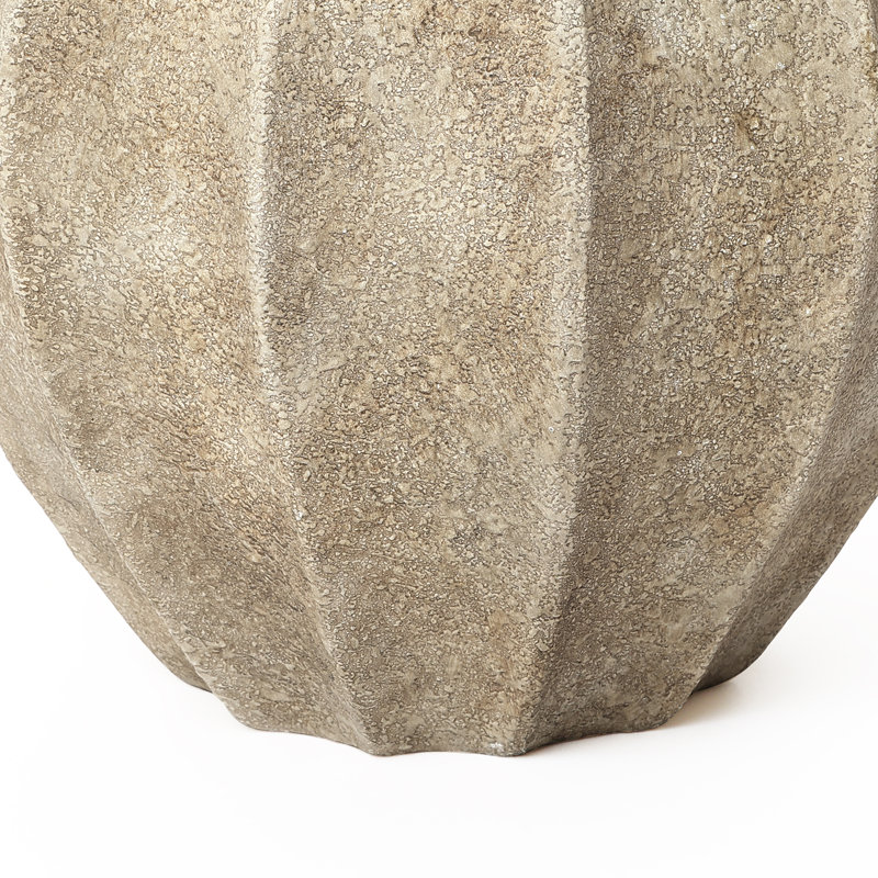 Rustic Stone-Finish 11.61'' Fluted Ceramic Vase