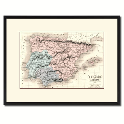 Espagne, Portugal, carte antique rétro, art mural, 16 x 21