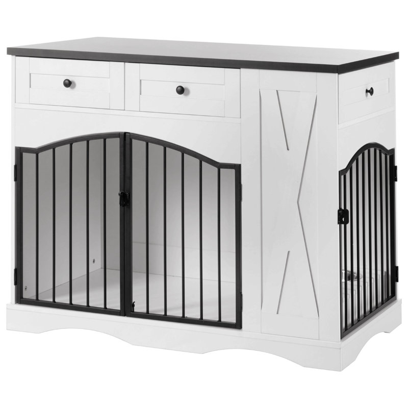 Meuble pour chien 43,3 po Farmhouse, Noir / blanc