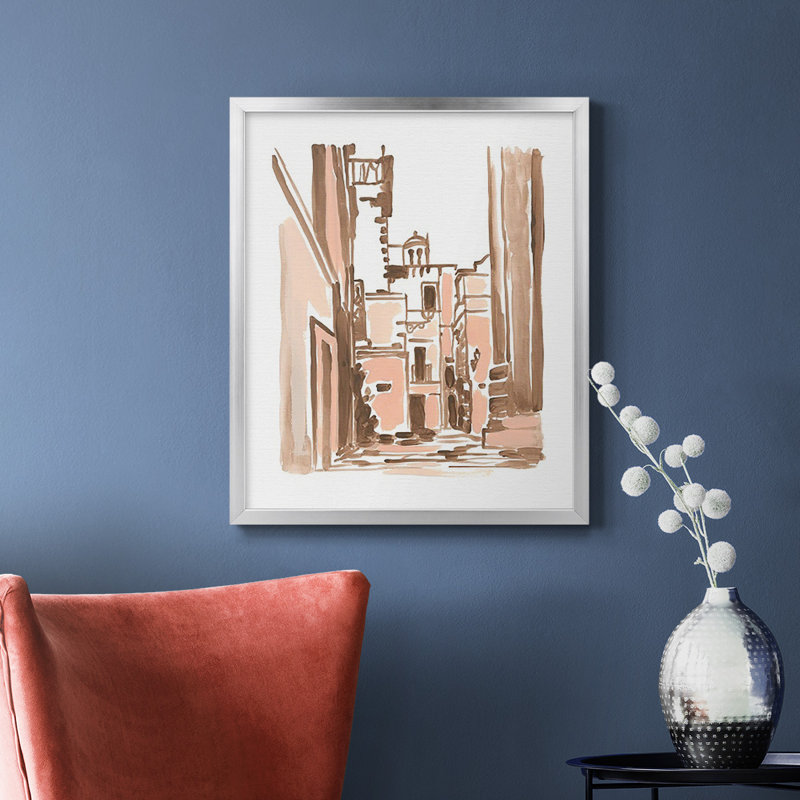 Toile encadrée de qualité supérieure Blush Architecture Study II - prête à être accrochée, Argent, H 20 po x l 16 po