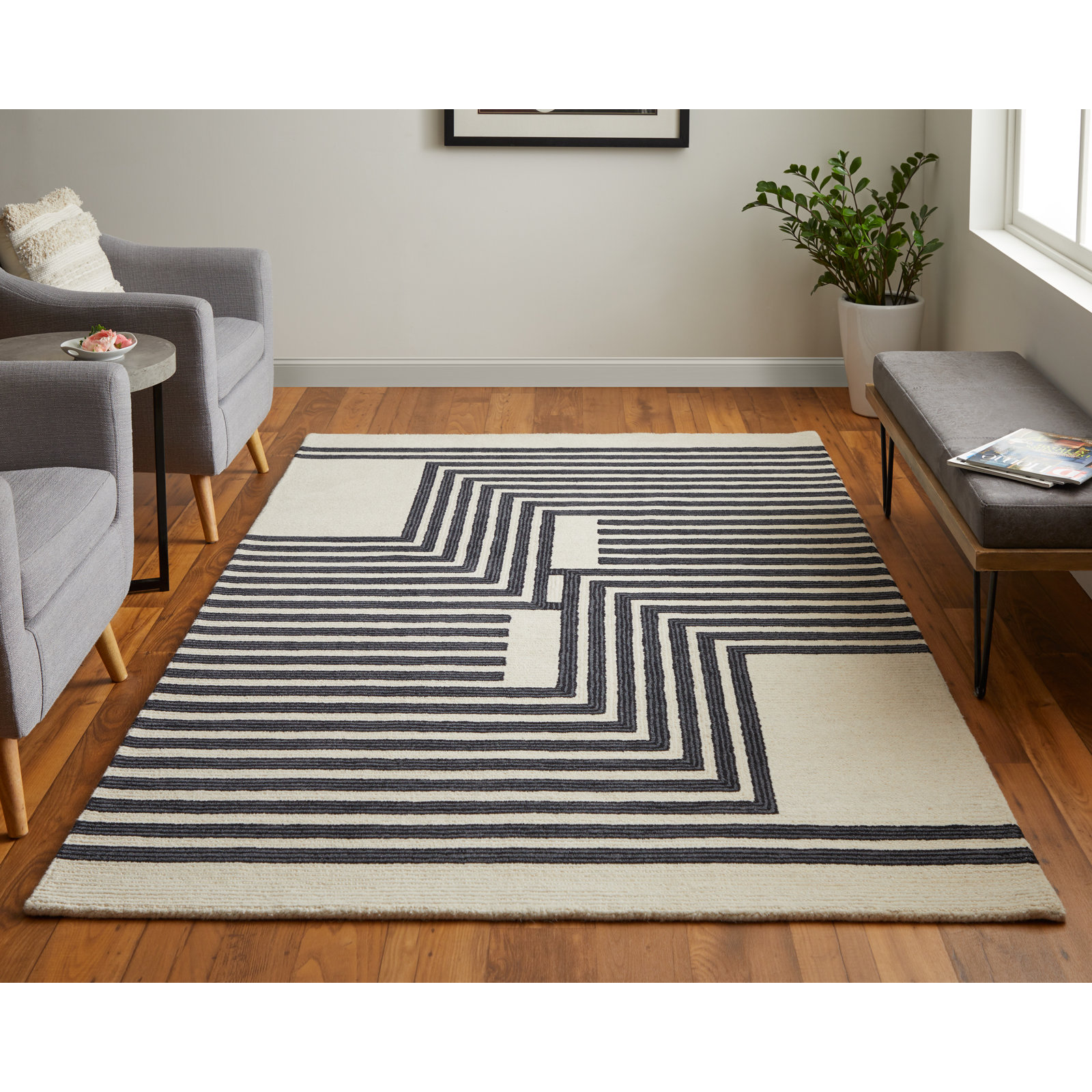 Raku Handmade Wool Rug, Rectangle 8' x 10'