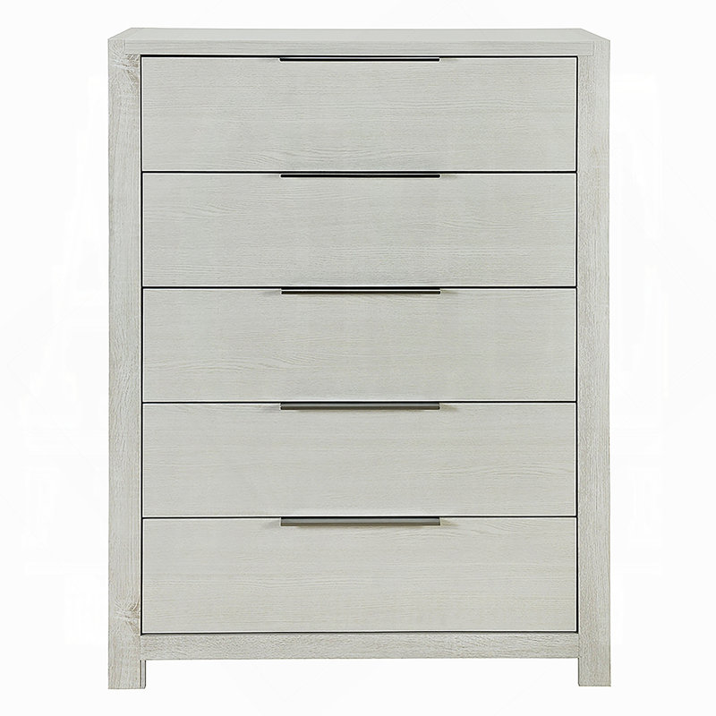 Commode de rangement avec 5 tiroirs, coffre en bois pour chambre à coucher, Beige