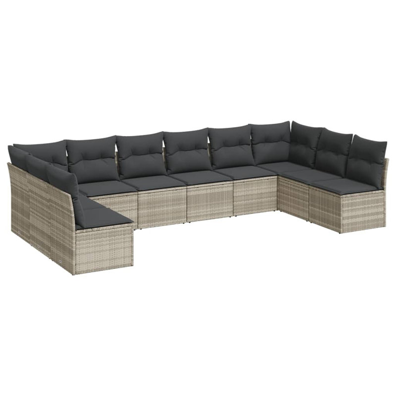  Ensemble de canapé de patio gris clair, gris foncé